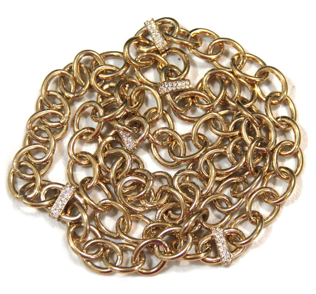 DEAD STOCK UNSIGNED CINER CRYSTAL PAVE ACCENT GOLD LINK LAYERING NECKLACE