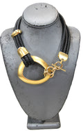 Clara Casavina matte gold & black toggle necklace