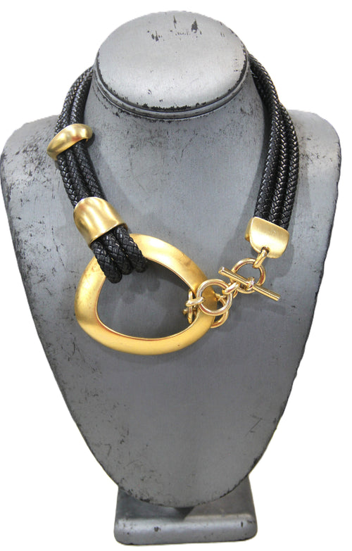 Clara Casavina matte gold & black toggle necklace