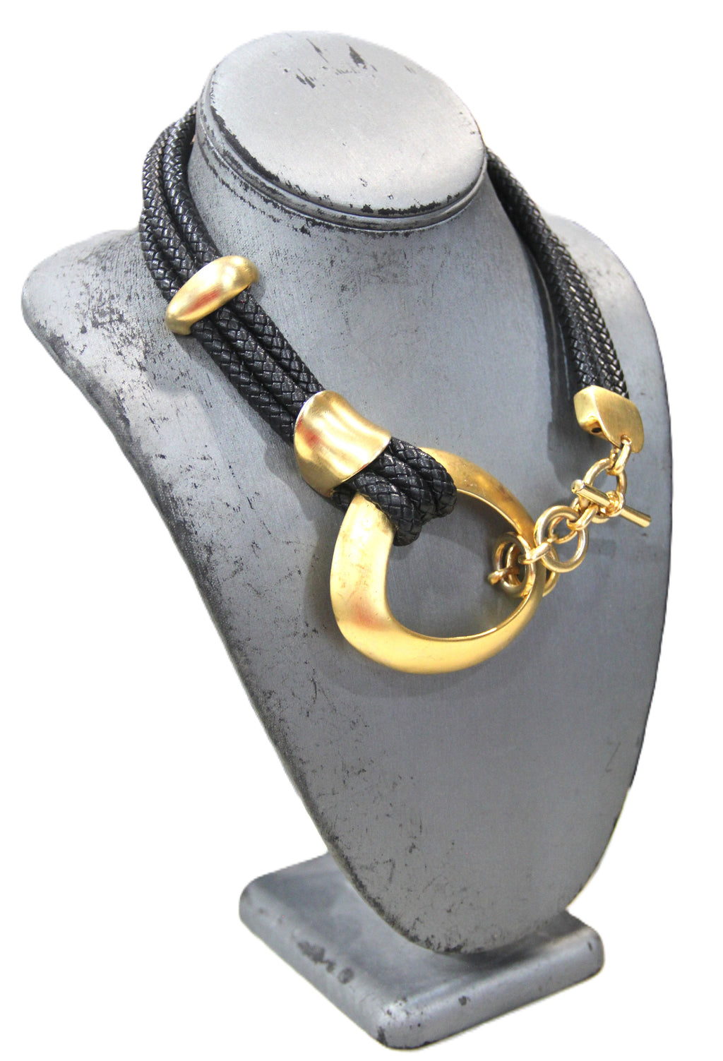 Clara Casavina matte gold & black toggle necklace