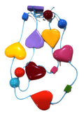 VINTAGE CHUNKY RESIN HEARTS BEAD NECKLACE