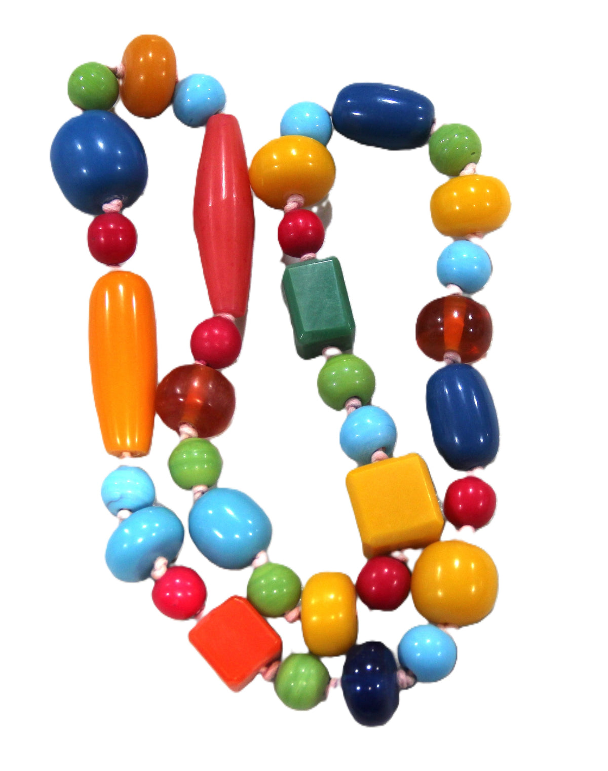 VINTAGE CHUNKY COLORFUL RESIN BEAD NECKLACE