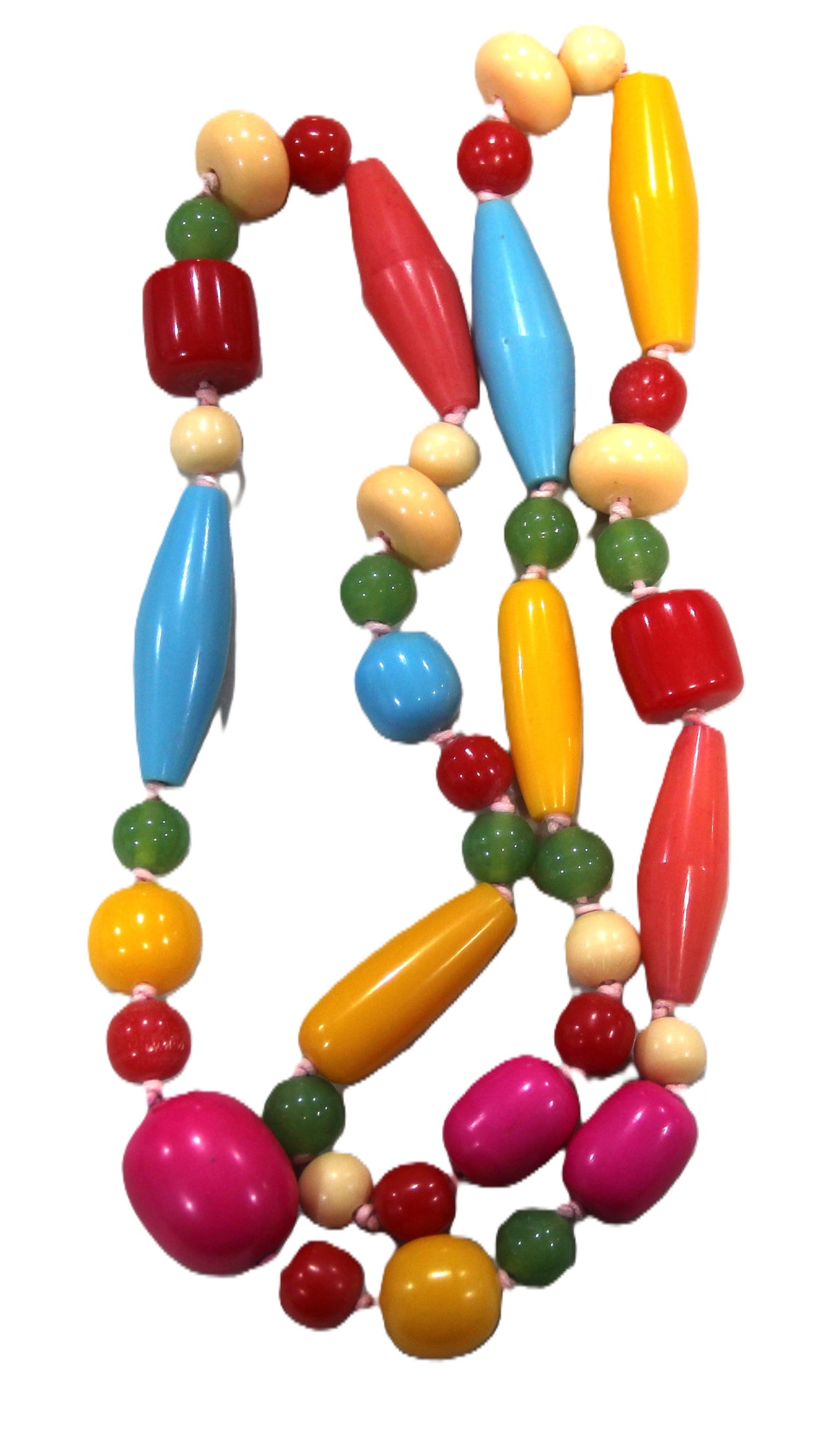 VINTAGE CHUNKY COLORFUL RESIN BEAD LONG NECKLACE