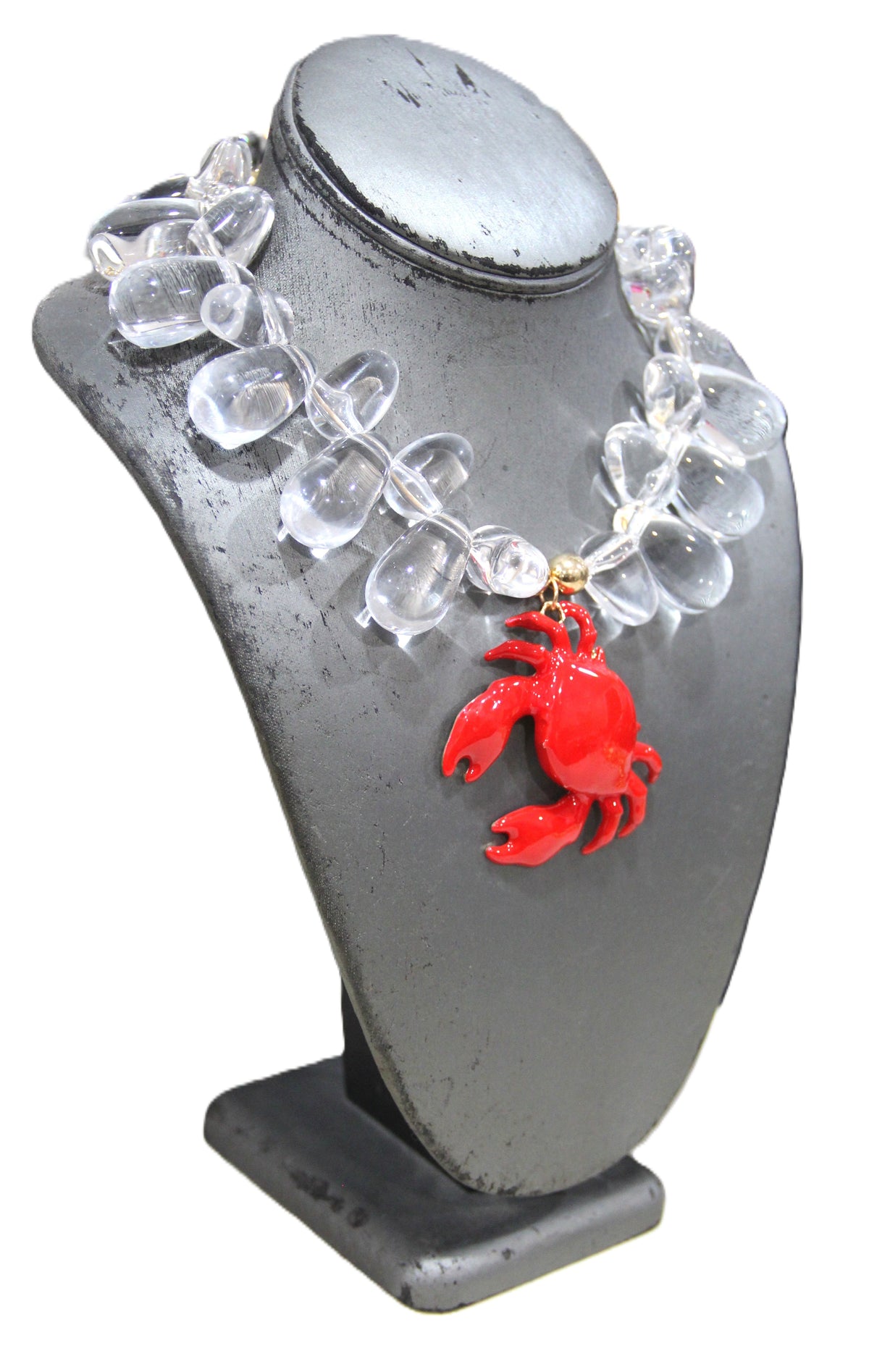 MODERN CLEAR RESIN CRAB STATEMENT NECKLACE