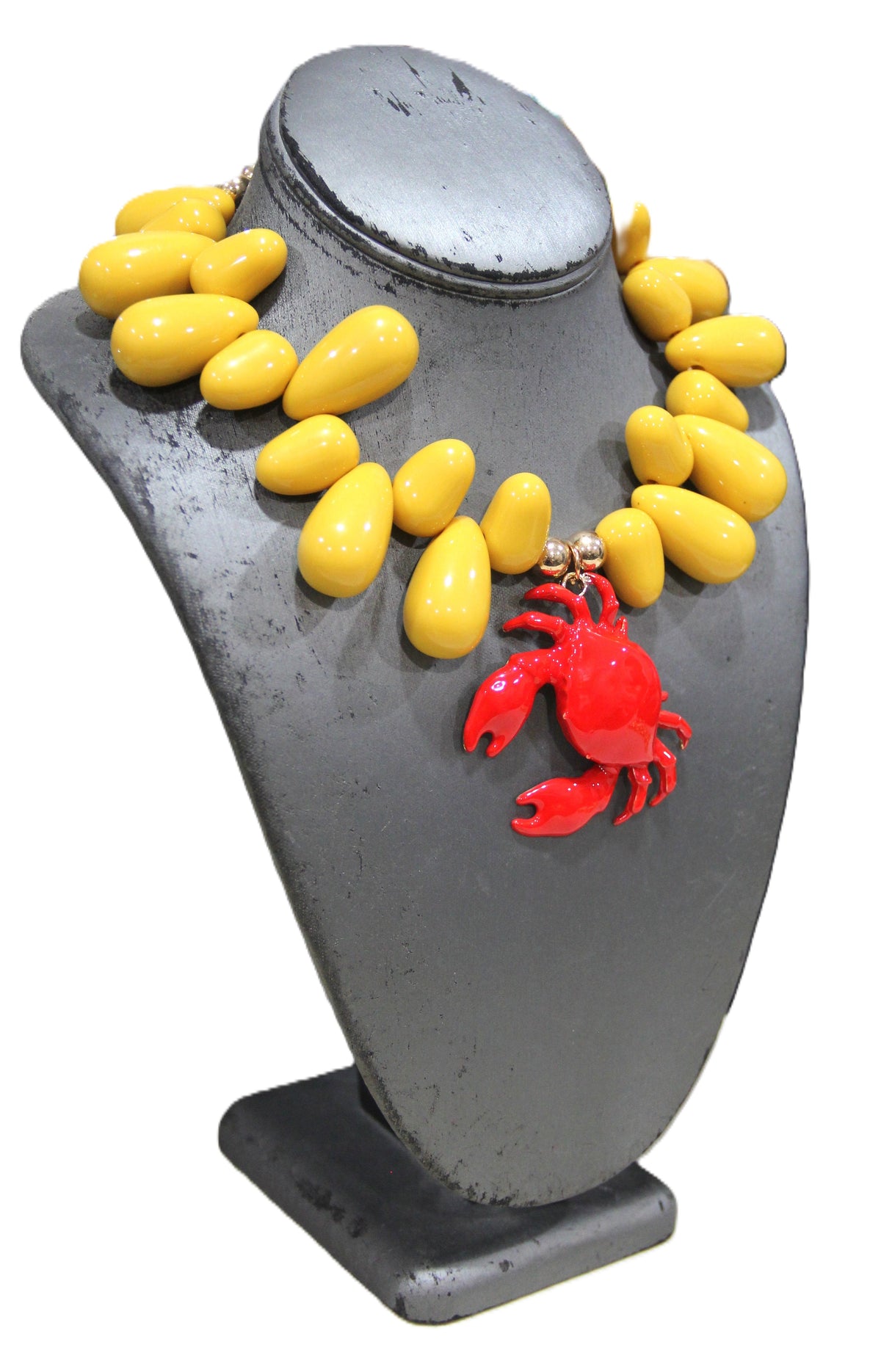 MODERN MUSTARD RESIN CRAB STATEMENT NECKLACE