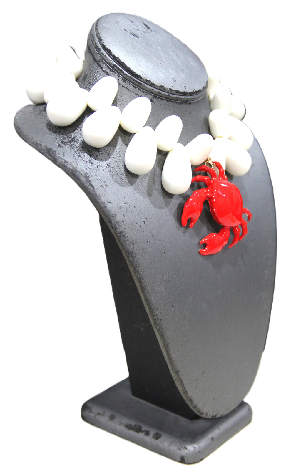 MODERN WHITE RESIN CRAB STATEMENT NECKLACE