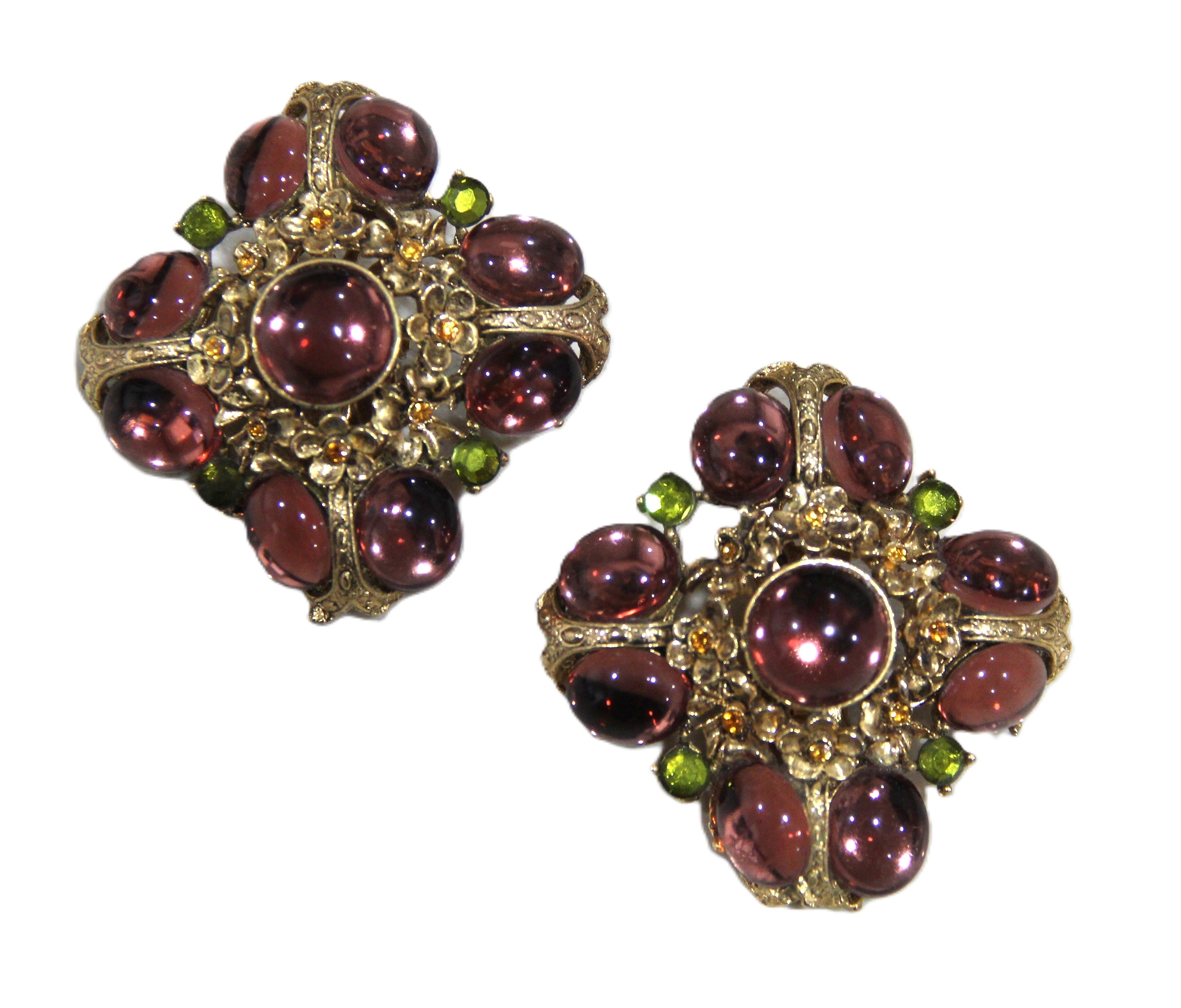 Vintage Craft signed cabochon statement earrings