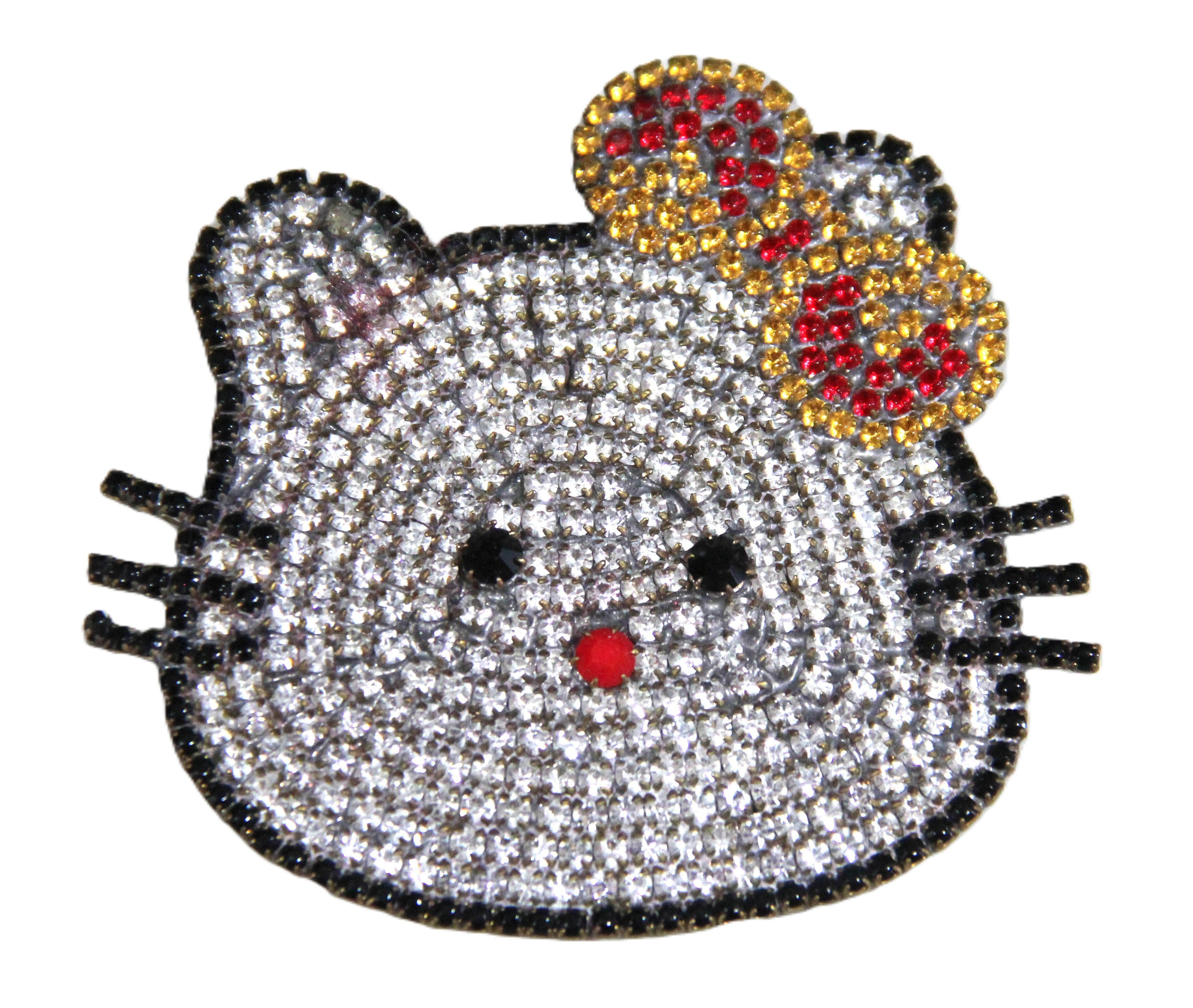 Czech rhinestone Hello Kitty statement brooch