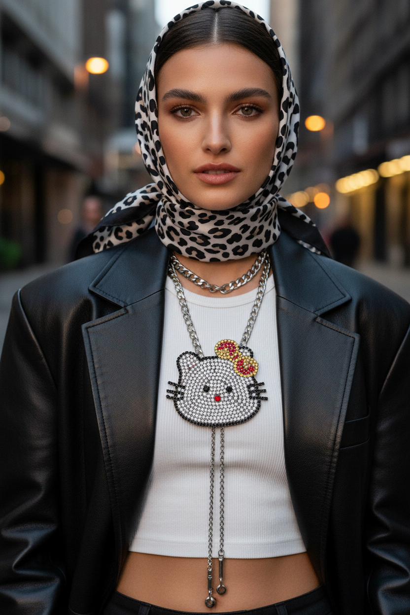 Czech rhinestone Hello Kitty statement brooch