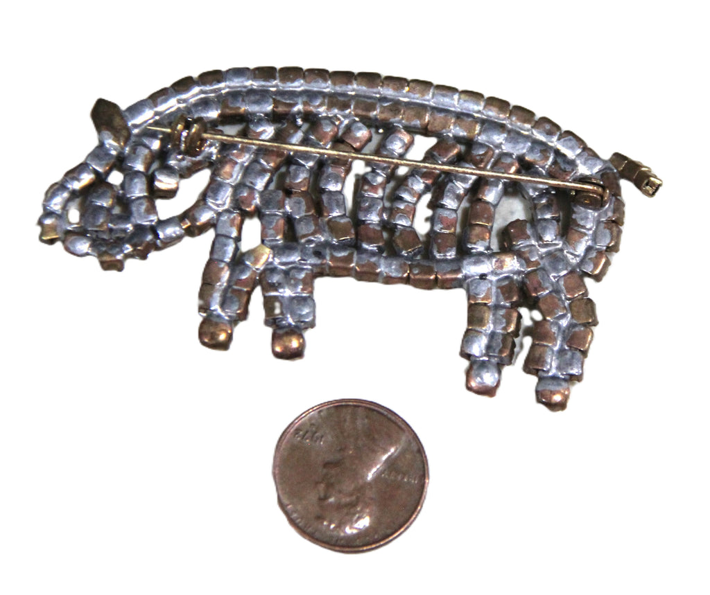Czech vintage rhinestone pig brooch