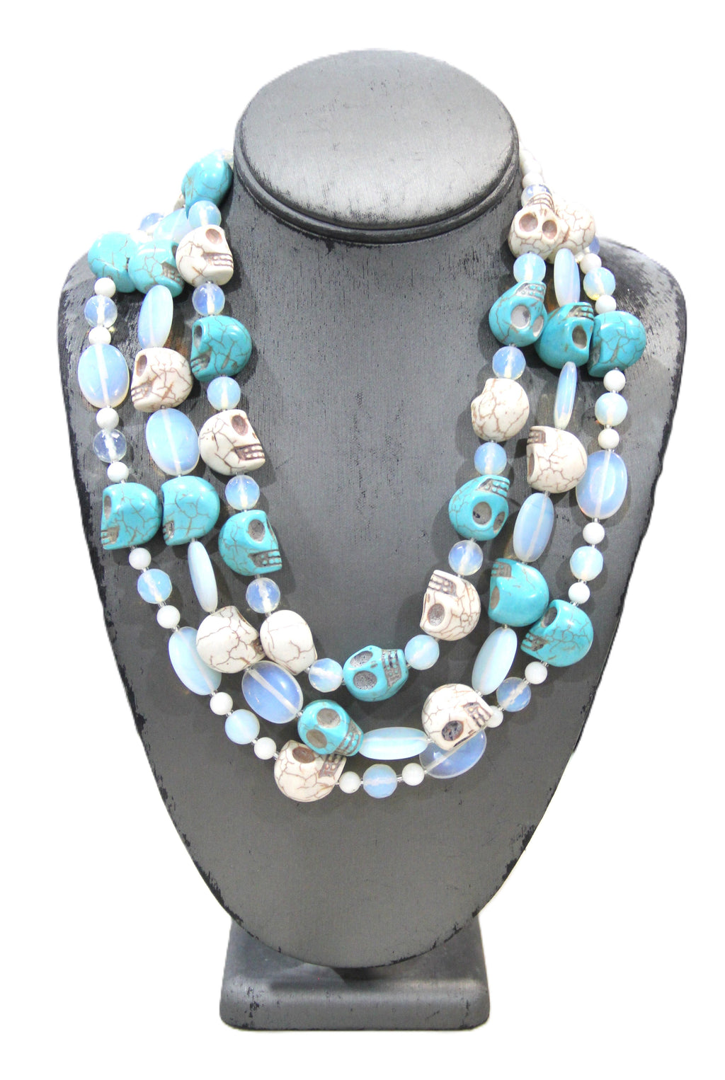 DIA DE MUERTOS GEMSTONE SKULL NECKLACE