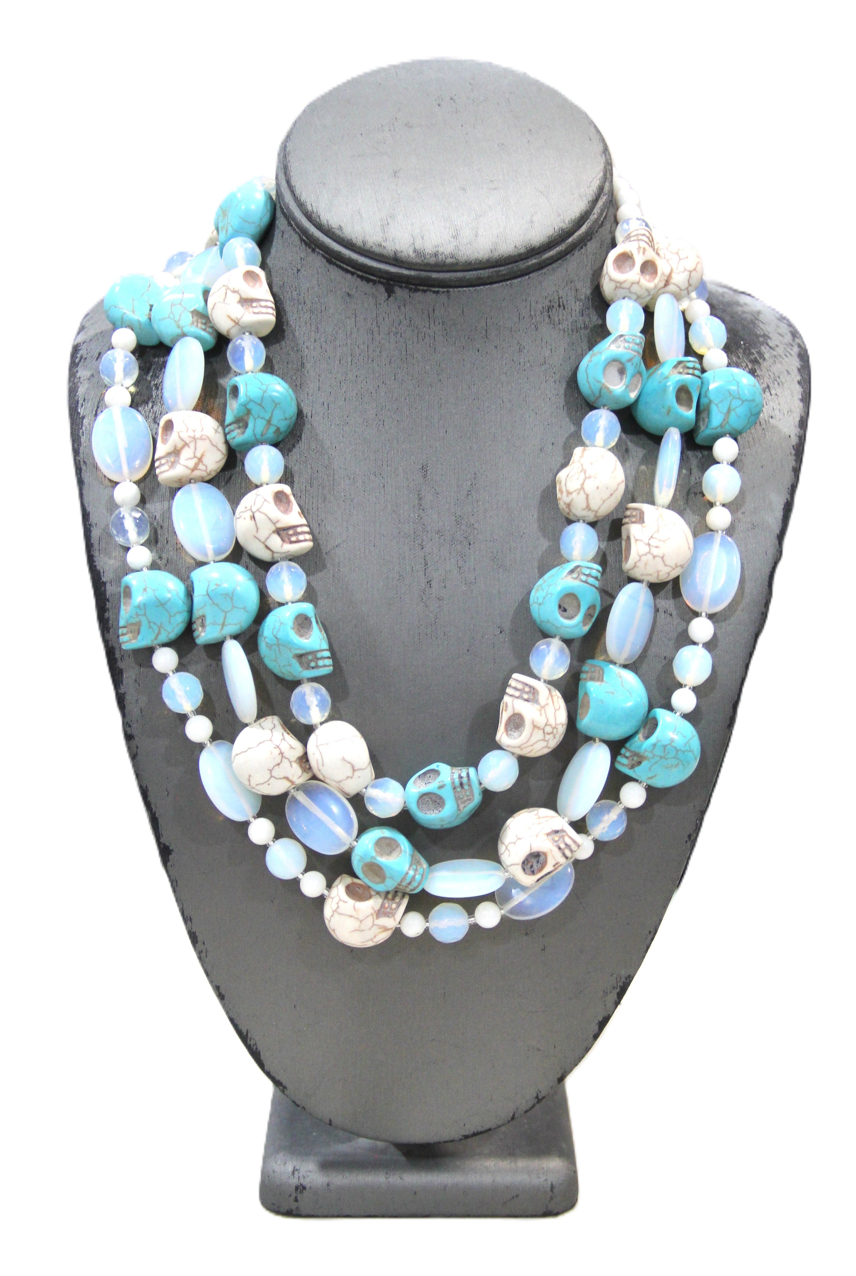 DIA DE MUERTOS GEMSTONE SKULL NECKLACE