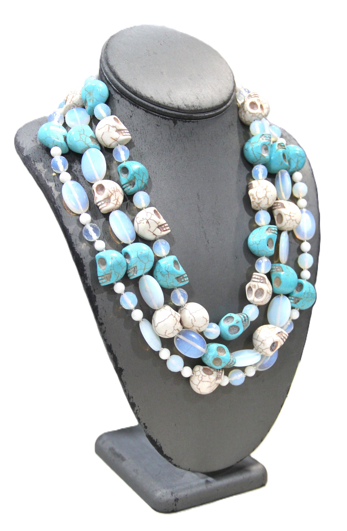 DIA DE MUERTOS GEMSTONE SKULL NECKLACE