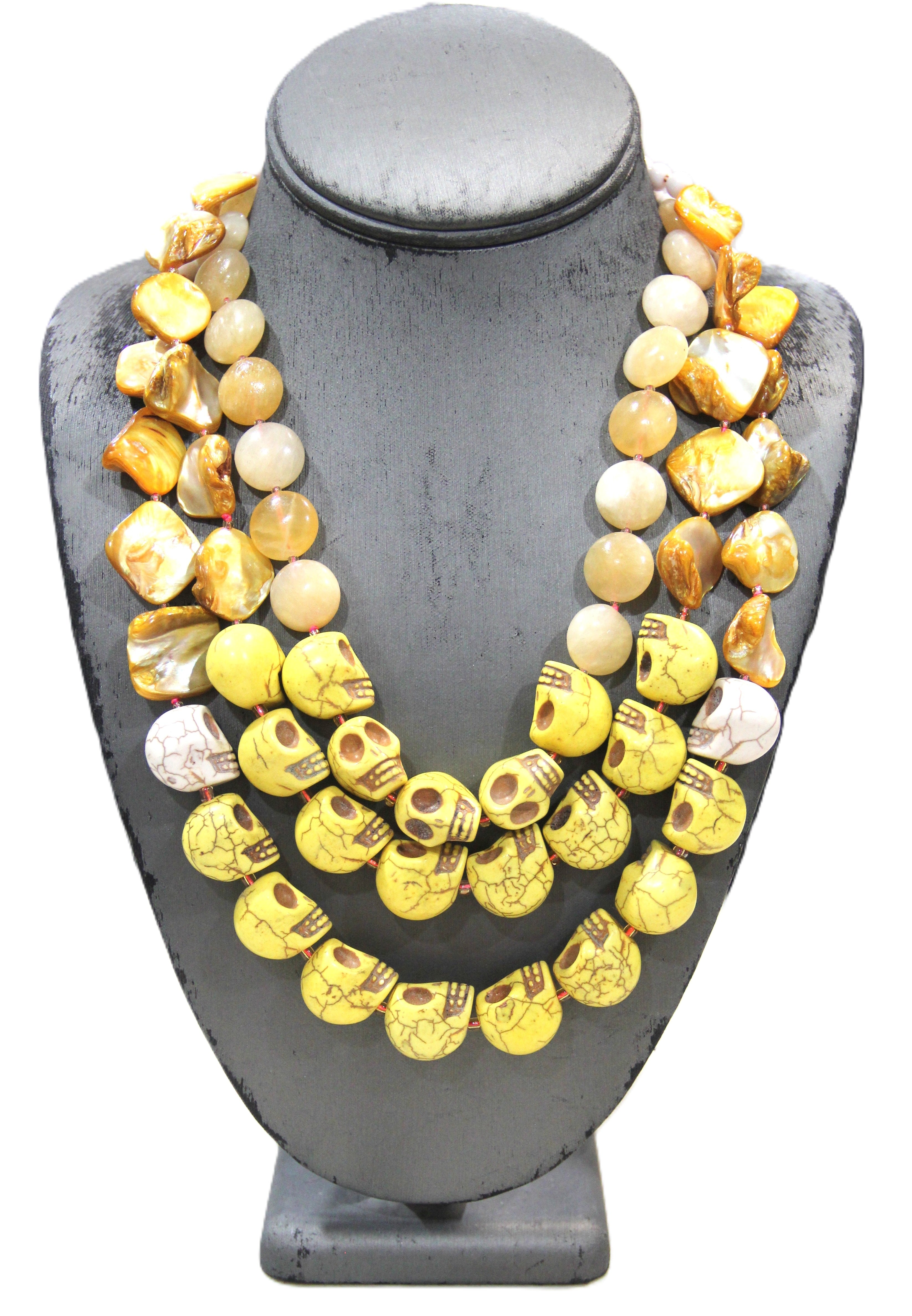 DIA DE LOS MUERTOS GEMSTONE SKULL NECKLACE