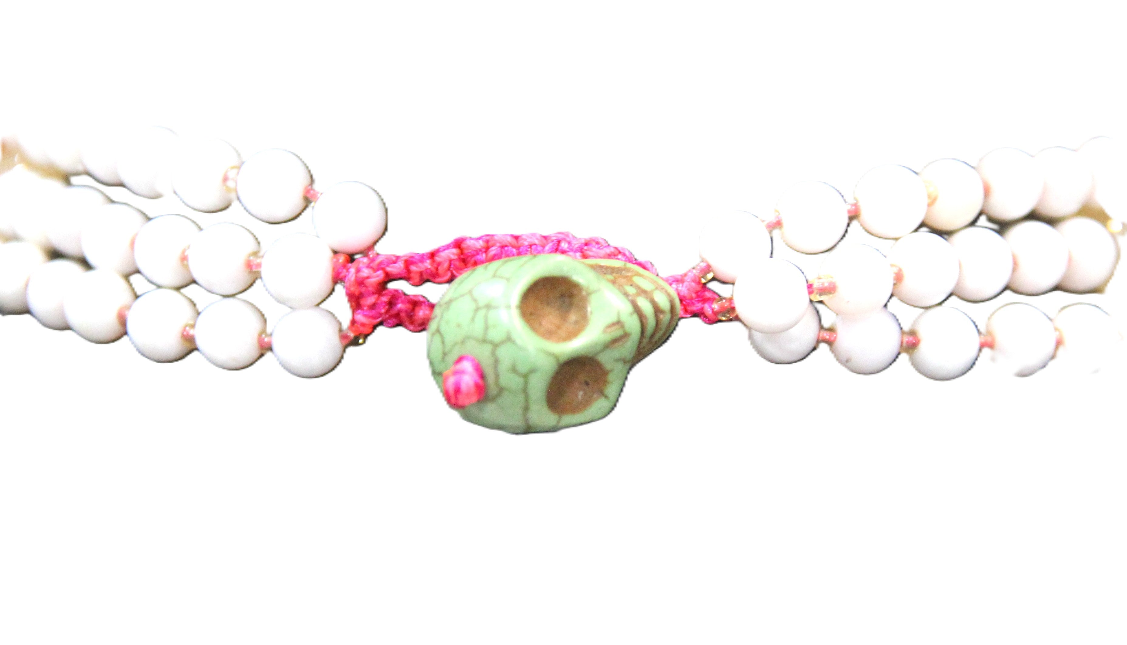 DIA DE LOS MUERTOS GEMSTONE SKULL NECKLACE