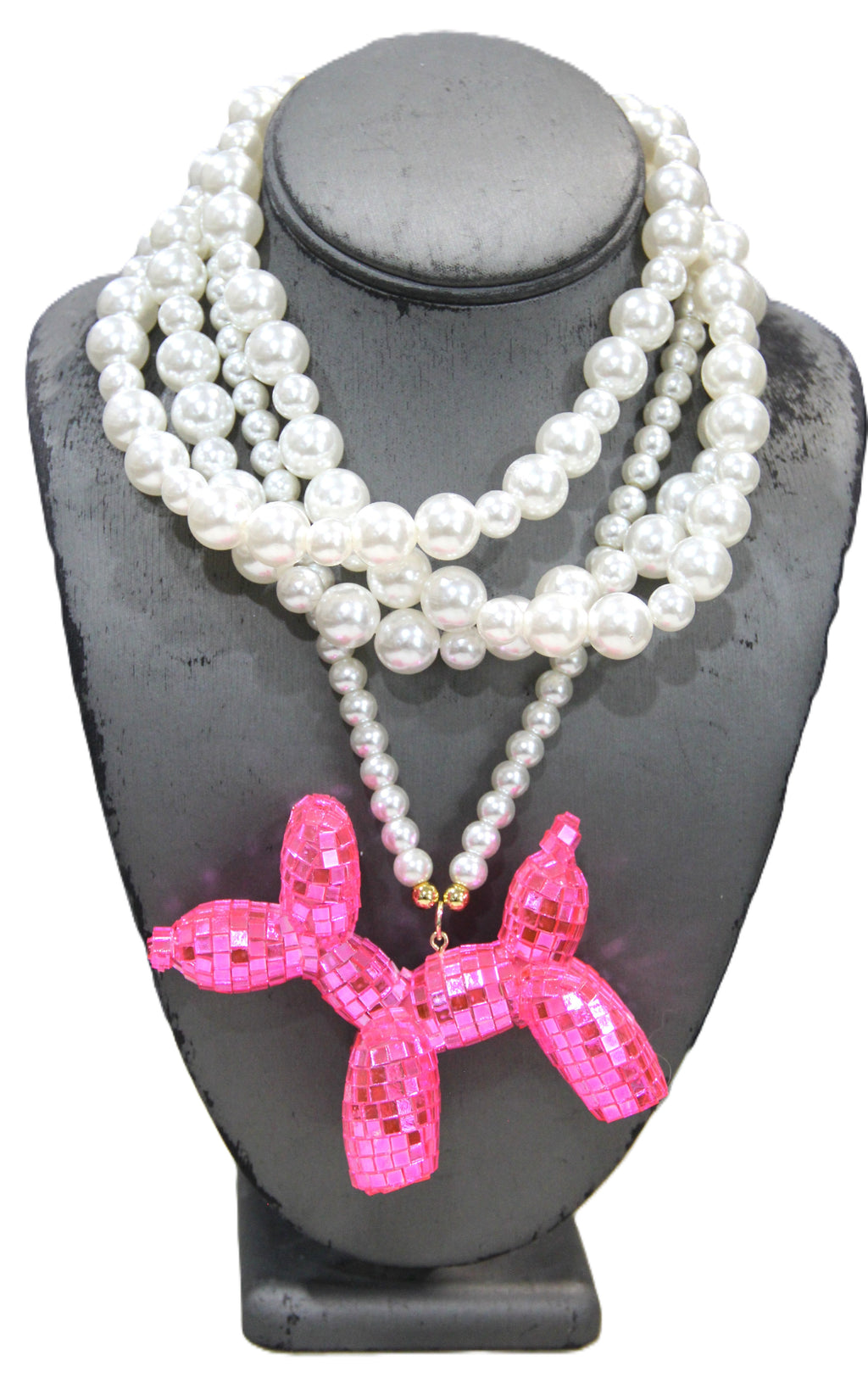 CONTEMPORARY DISCO BALLOON DOG STATEMENT NECKLACE