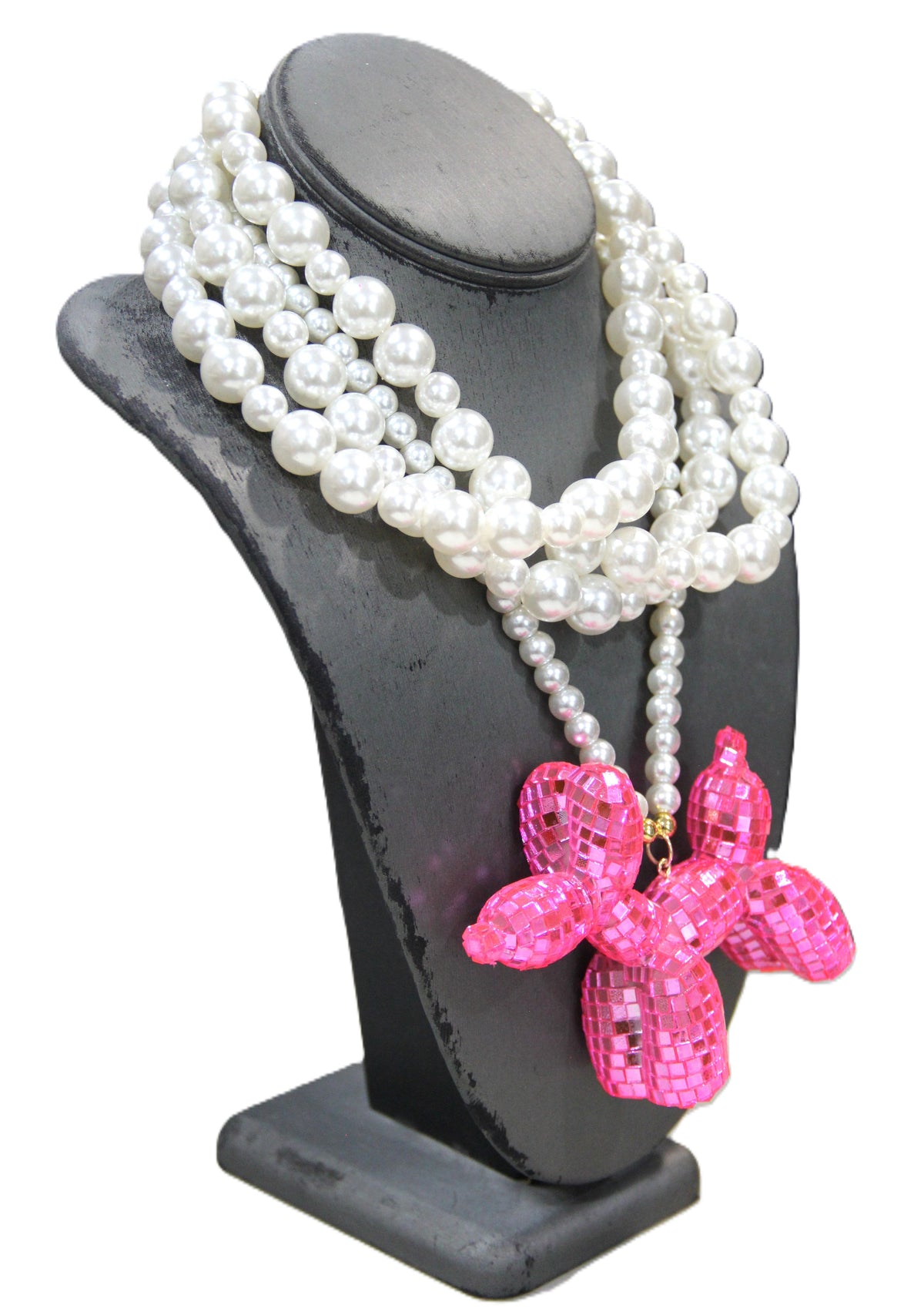 CONTEMPORARY DISCO BALLOON DOG STATEMENT NECKLACE