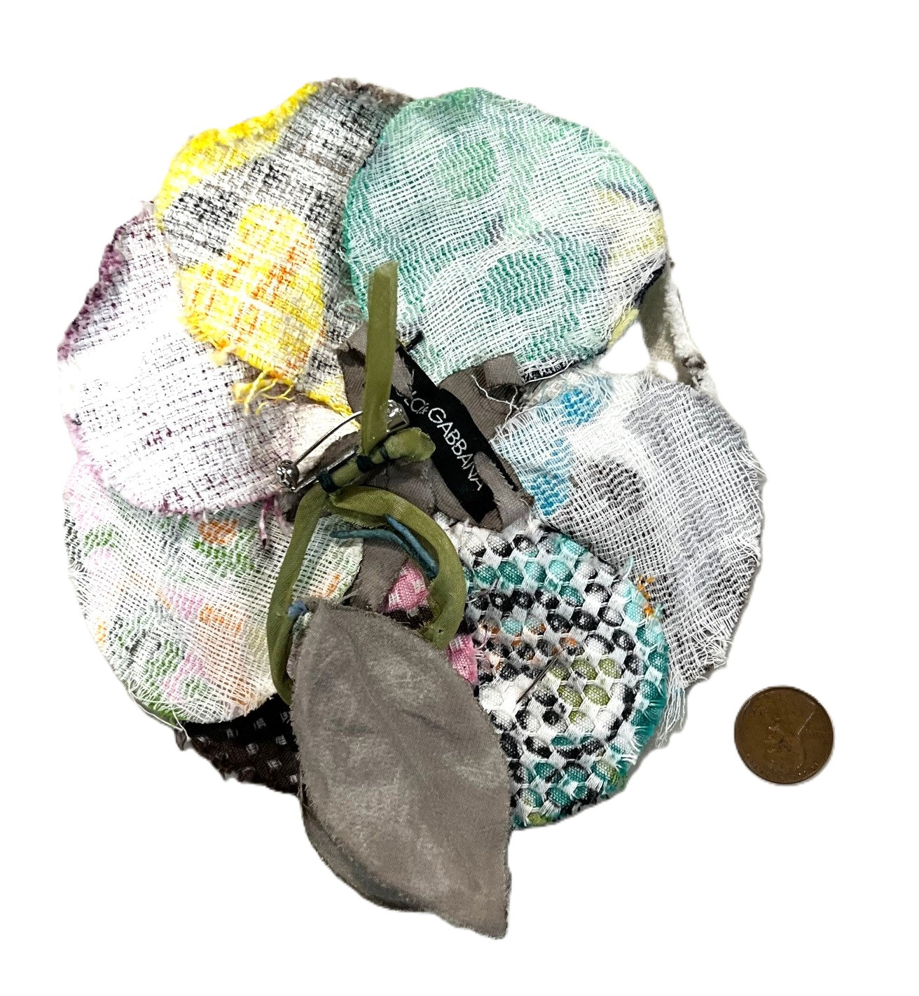 DOLCE & GABBANA COLORFUL FABRIC FLOWER STATEMENT BROOCH