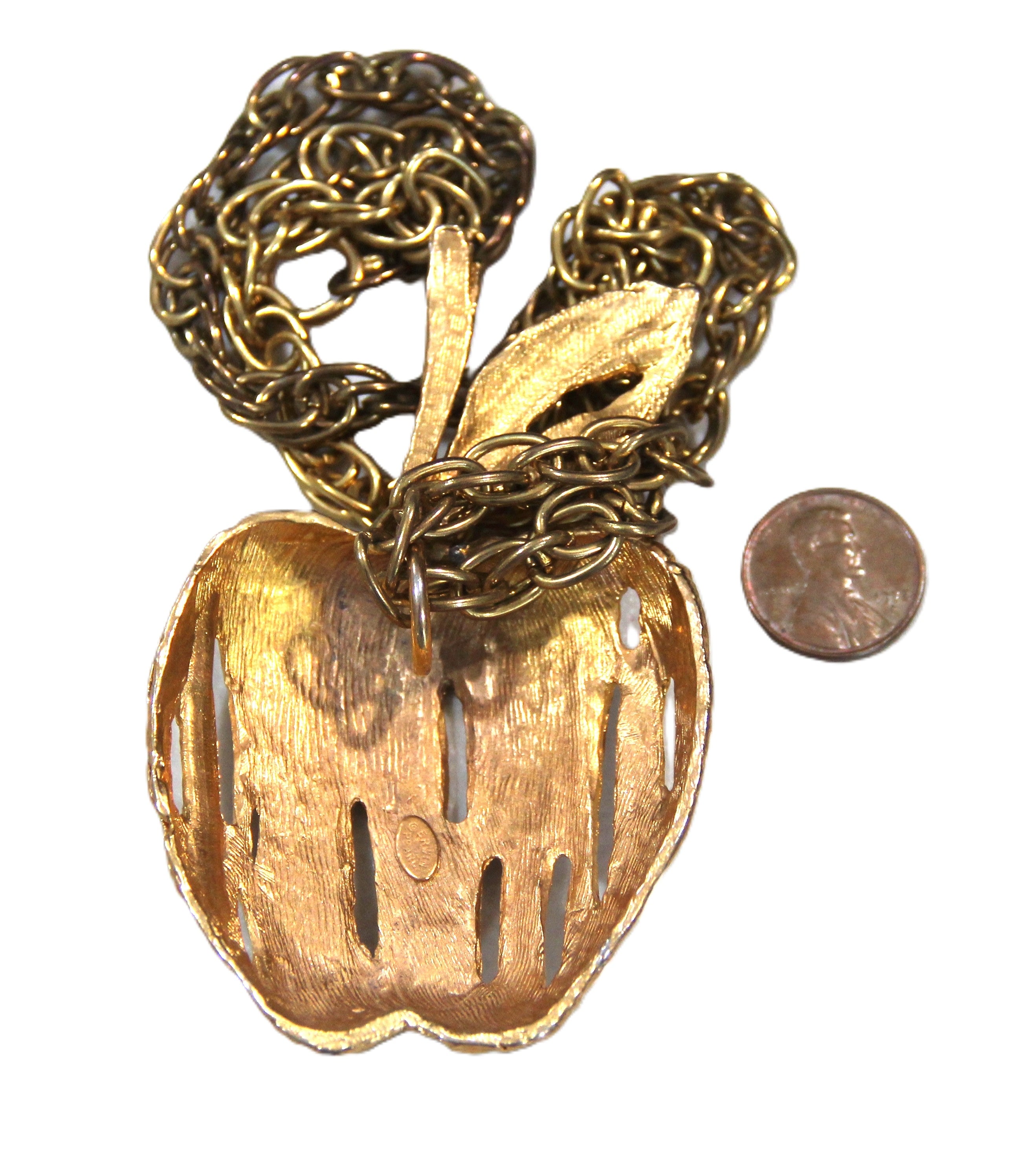 VINTAGE ERWIN PEARL BIG APPLE PENDANT NECKLACE