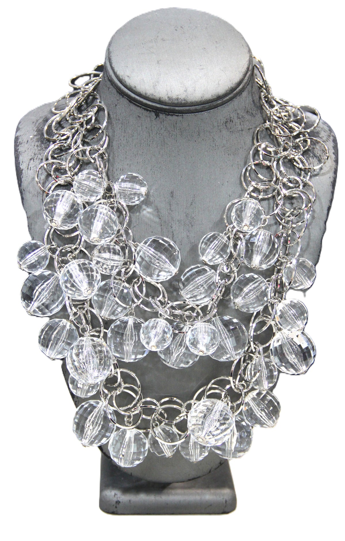 VINTAGE FACETED RESIN MAXIMALIST STATEMENT NECKLACE 