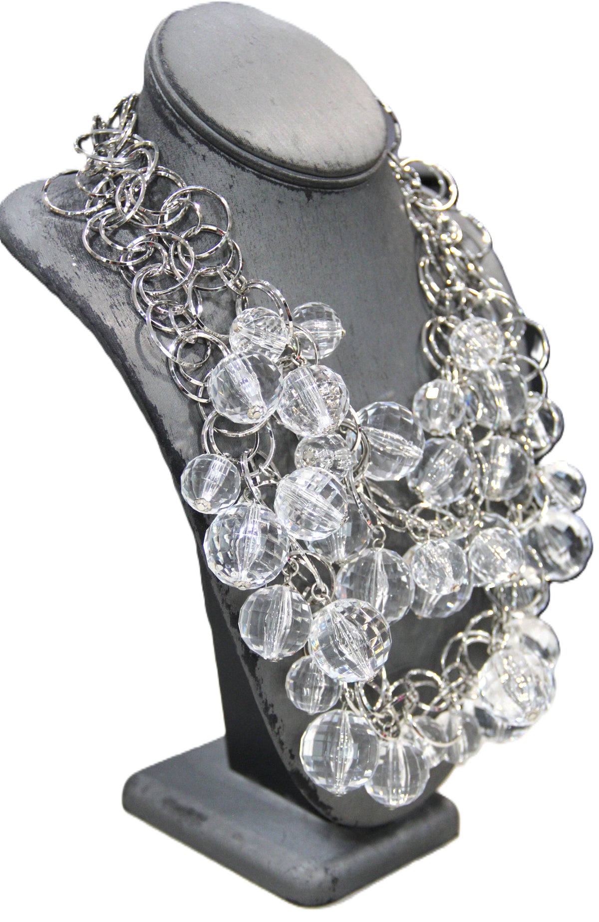 VINTAGE FACETED RESIN MAXIMALIST STATEMENT NECKLACE 