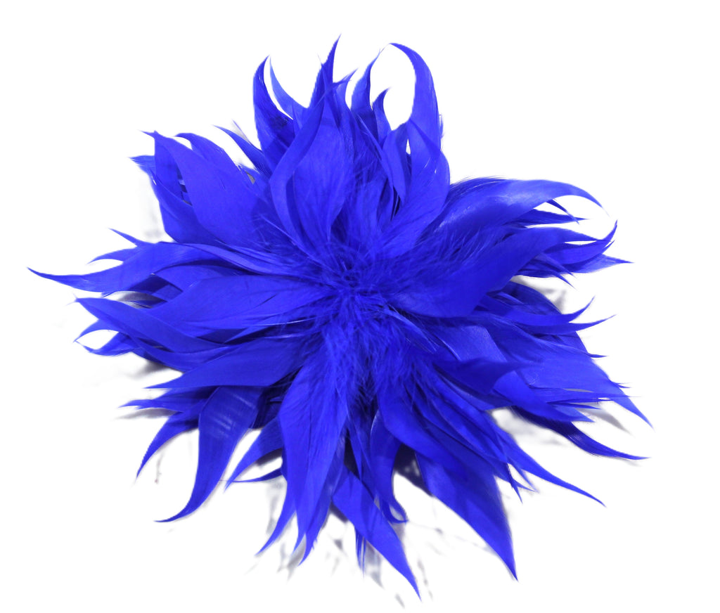 LARGE COBALT BLUE FEATHER CLIP BROOCH