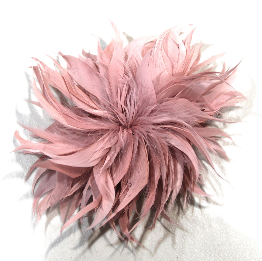PALE MAUVE LARGE FEATHER FLOWER CLIP BROOCH