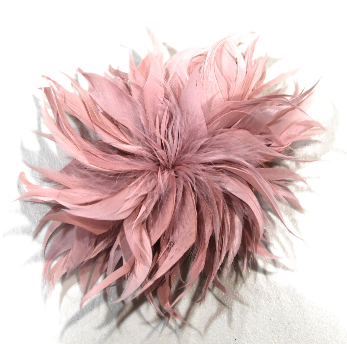 PALE MAUVE LARGE FEATHER FLOWER CLIP BROOCH