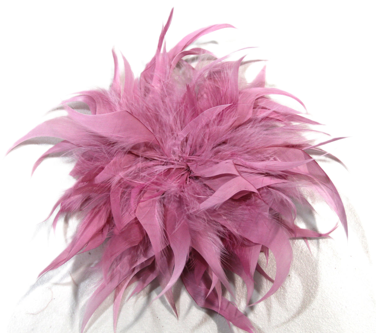 DUSTY PINK LARGE FEATHER FLOWER CLIP BROOCH