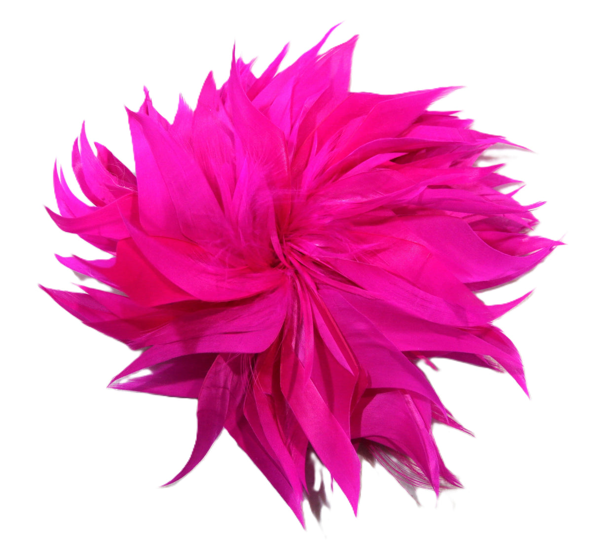 HOT PINK LARGE FEATHER FLOWER CLIP BROOCH