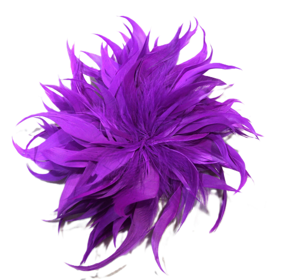 PURPLE LARGE FEATHER FLOWER CLIP BROOCH