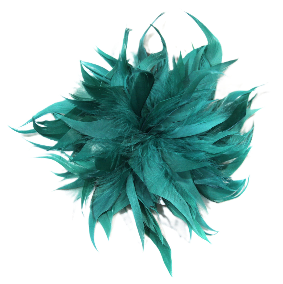 TEAL LARGE FEATHER FLOWER CLIP BROOCH