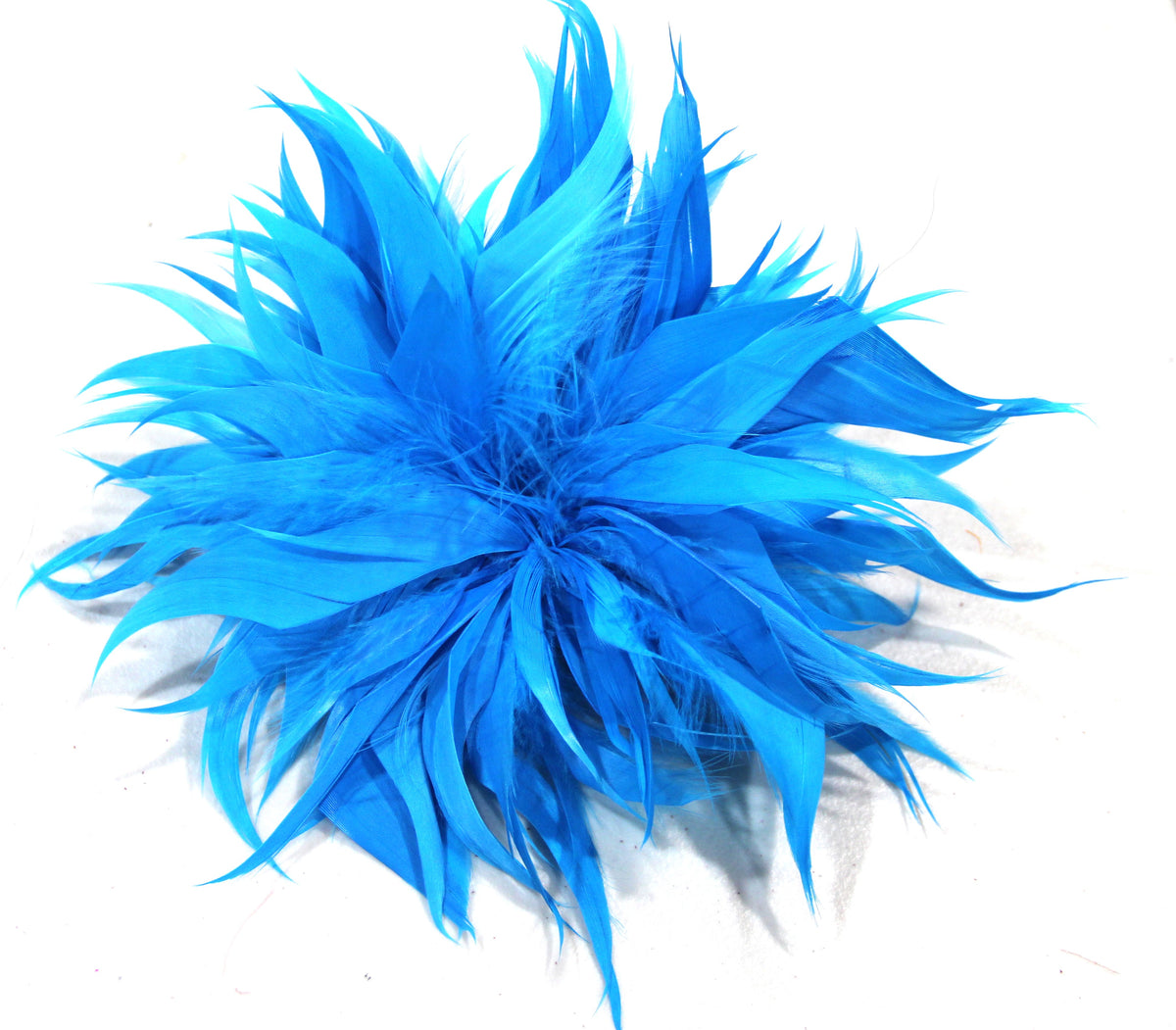 TURQUOISE LARGE FEATHER FLOWER CLIP BROOCH