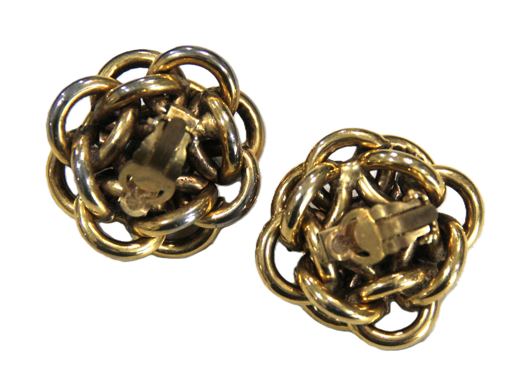 AMAZING VINTAGE FRENCH GLASS PEARL & GOLD CHAIN STATEMENT EARRINGS