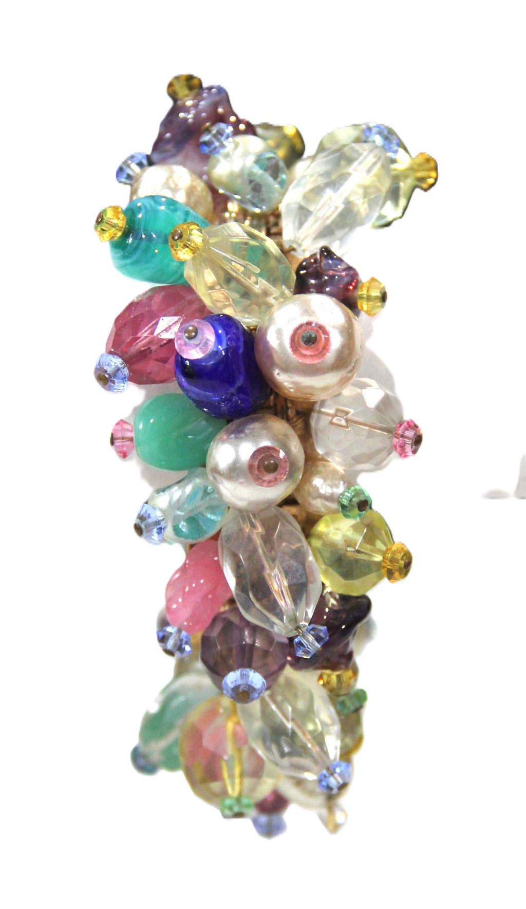 VINTAGE COUTURE HAND BEADED GLASS CUFF BRACELET - FRENCH?