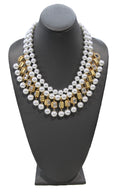 Modern glass pearl and crystal cleopatra statement necklace