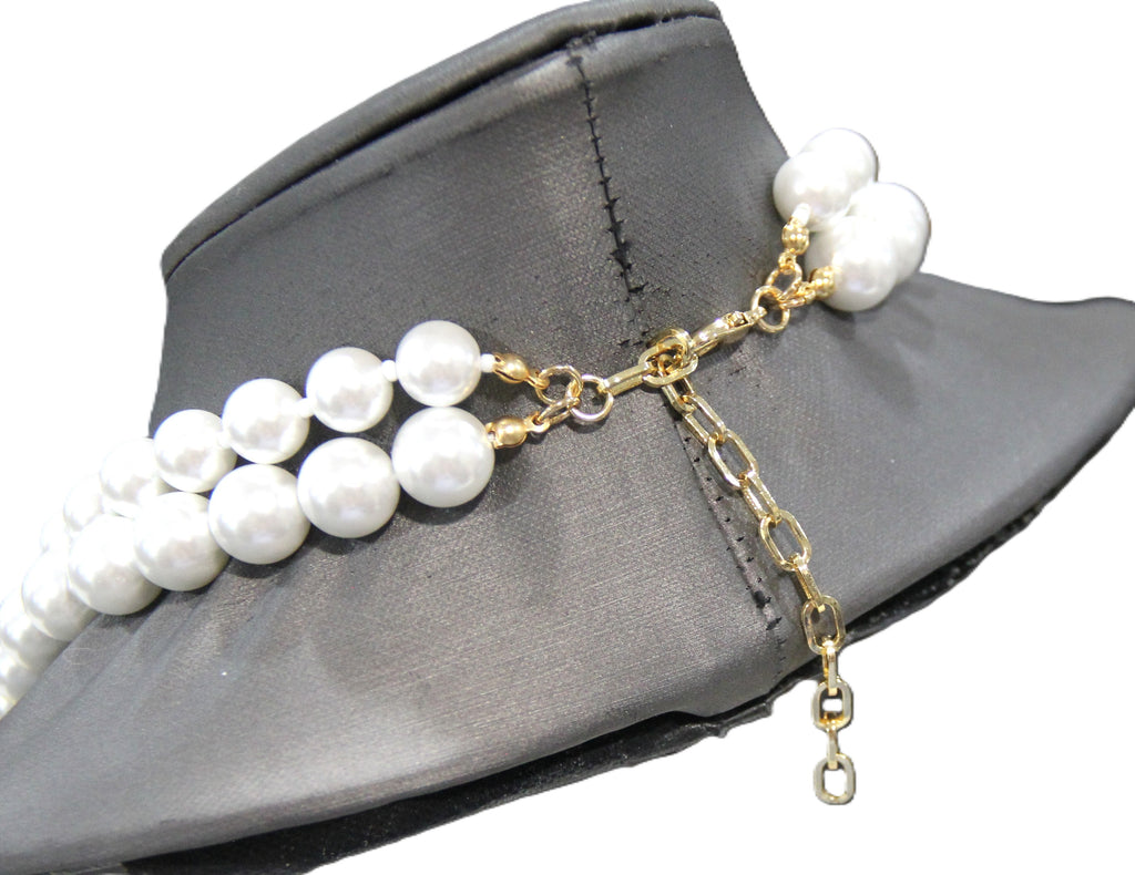 MODERN GLASS PEARL & CRYSTAL CLEOPATRA STATEMENT NECKLACE