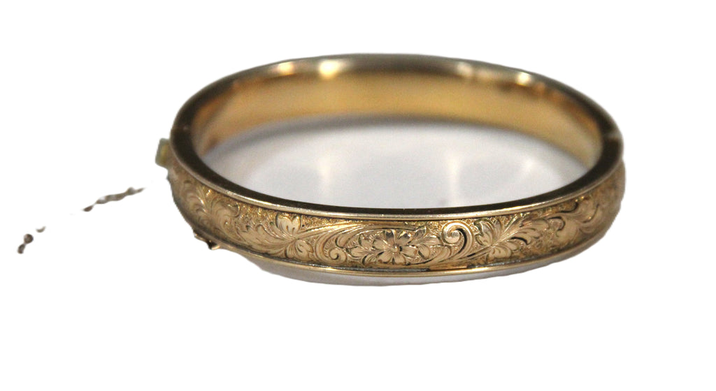 Antique gold filled hinged bangle bracelet