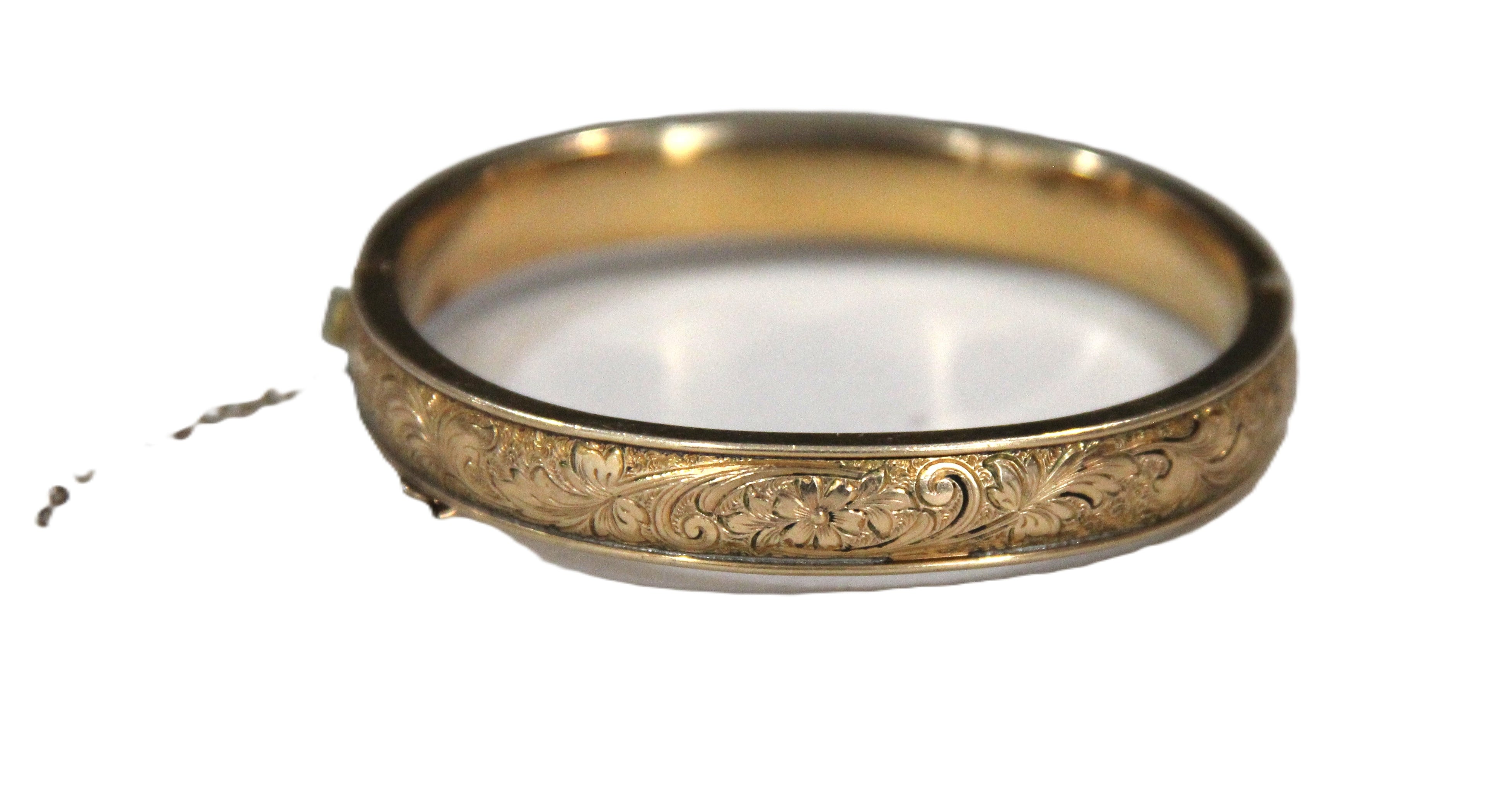 Antique gold filled hinged bangle bracelet