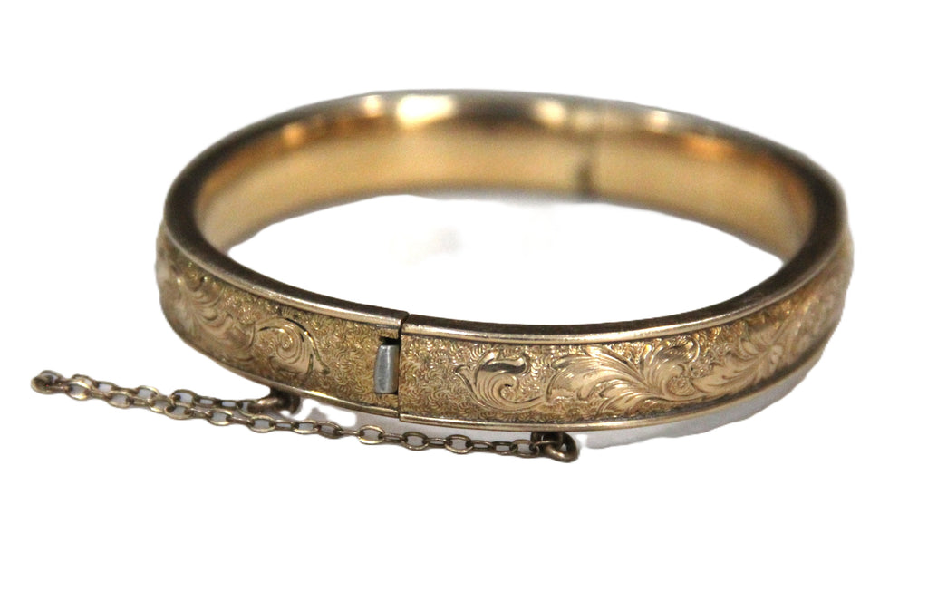 Antique gold filled hinged bangle bracelet