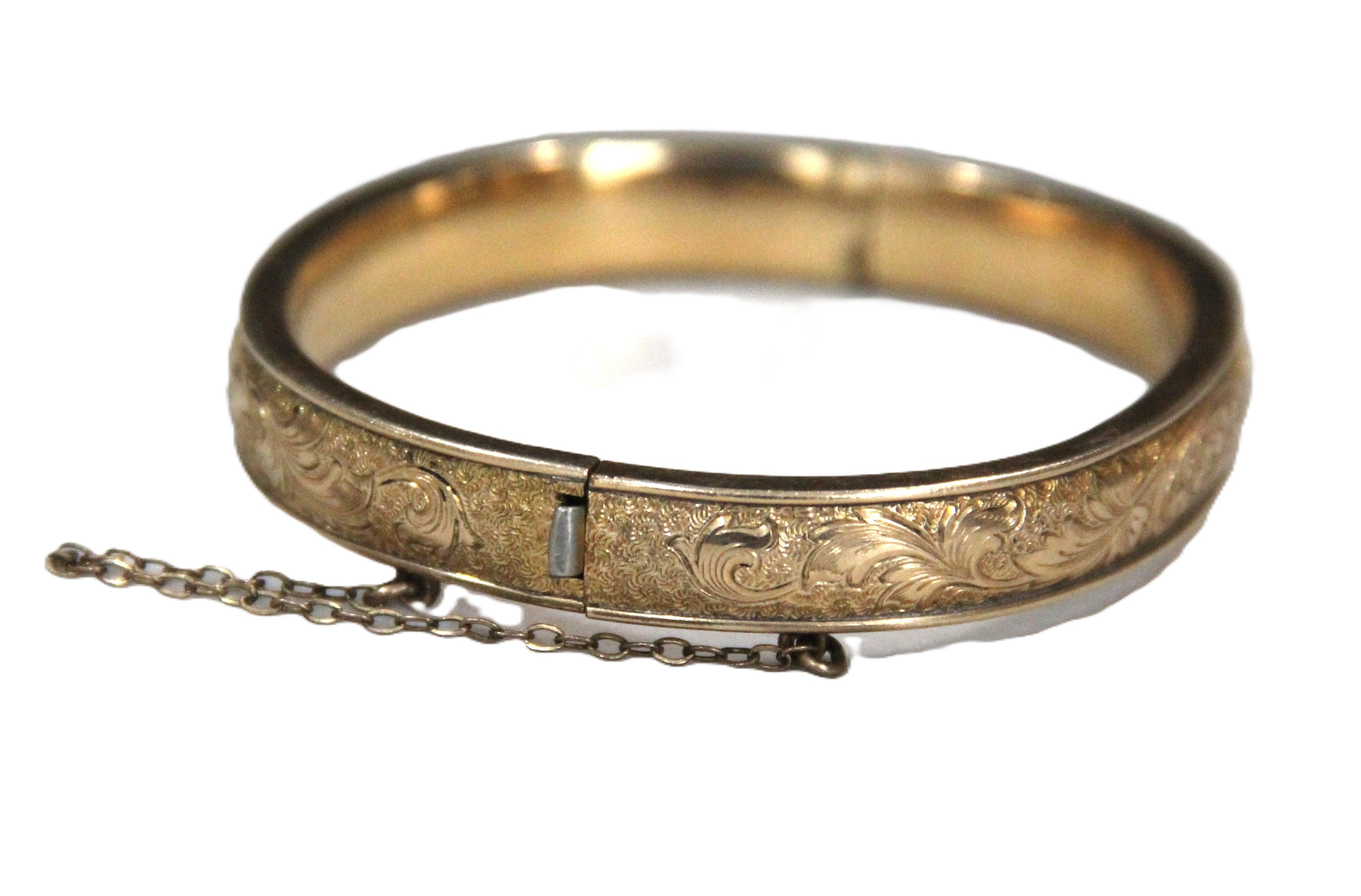 Antique gold filled hinged bangle bracelet