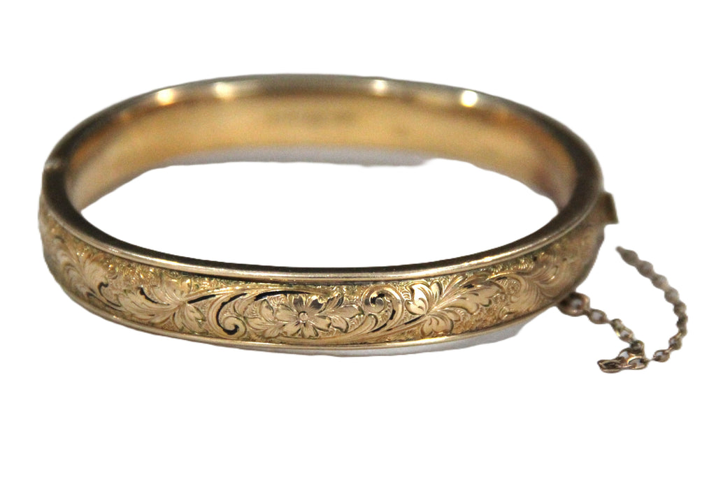 Antique gold filled hinged bangle bracelet