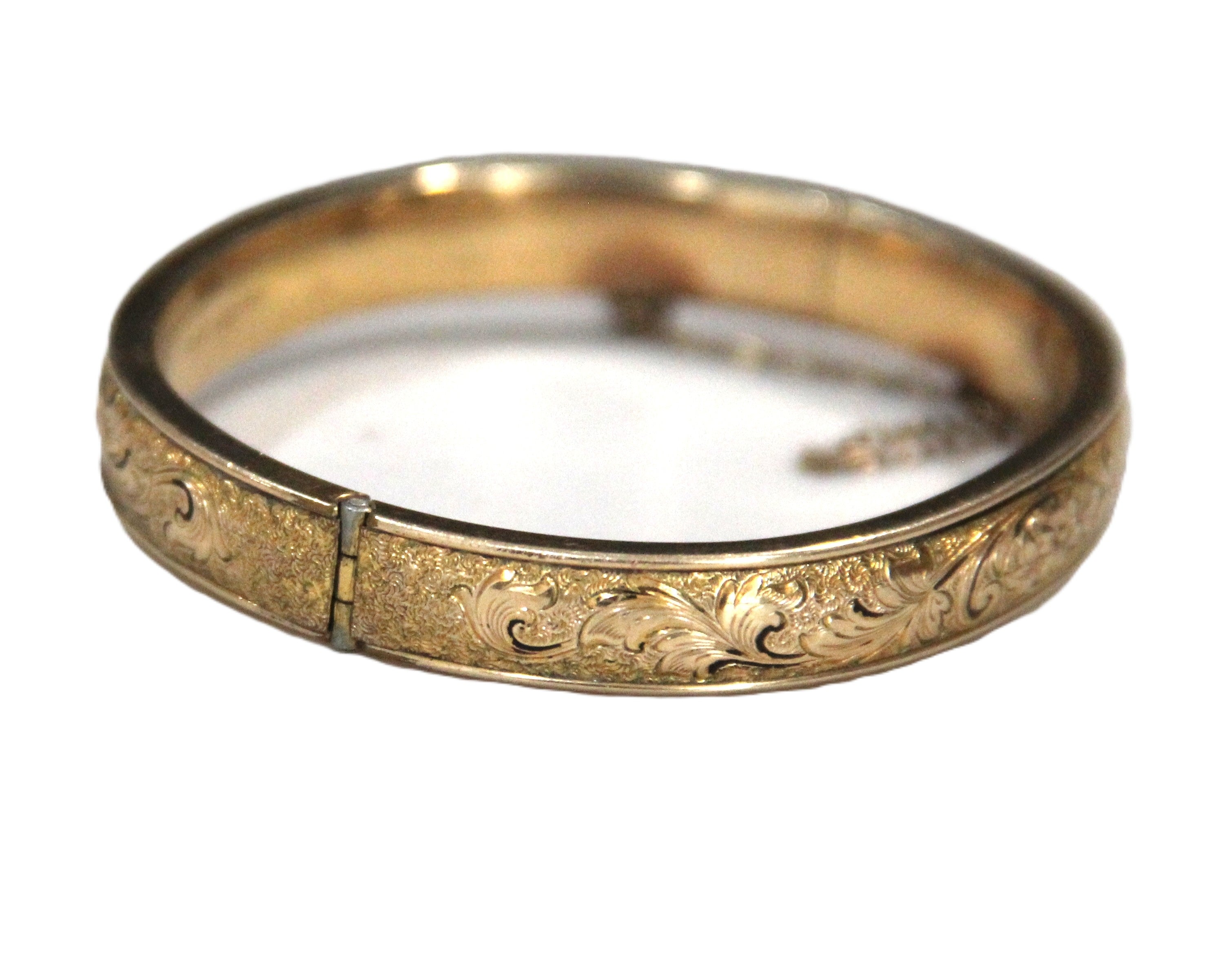 Antique gold filled hinged bangle bracelet