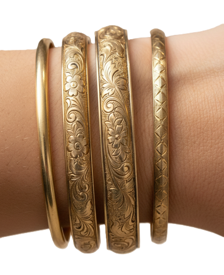 Antique gold filled hinged bangle bracelet