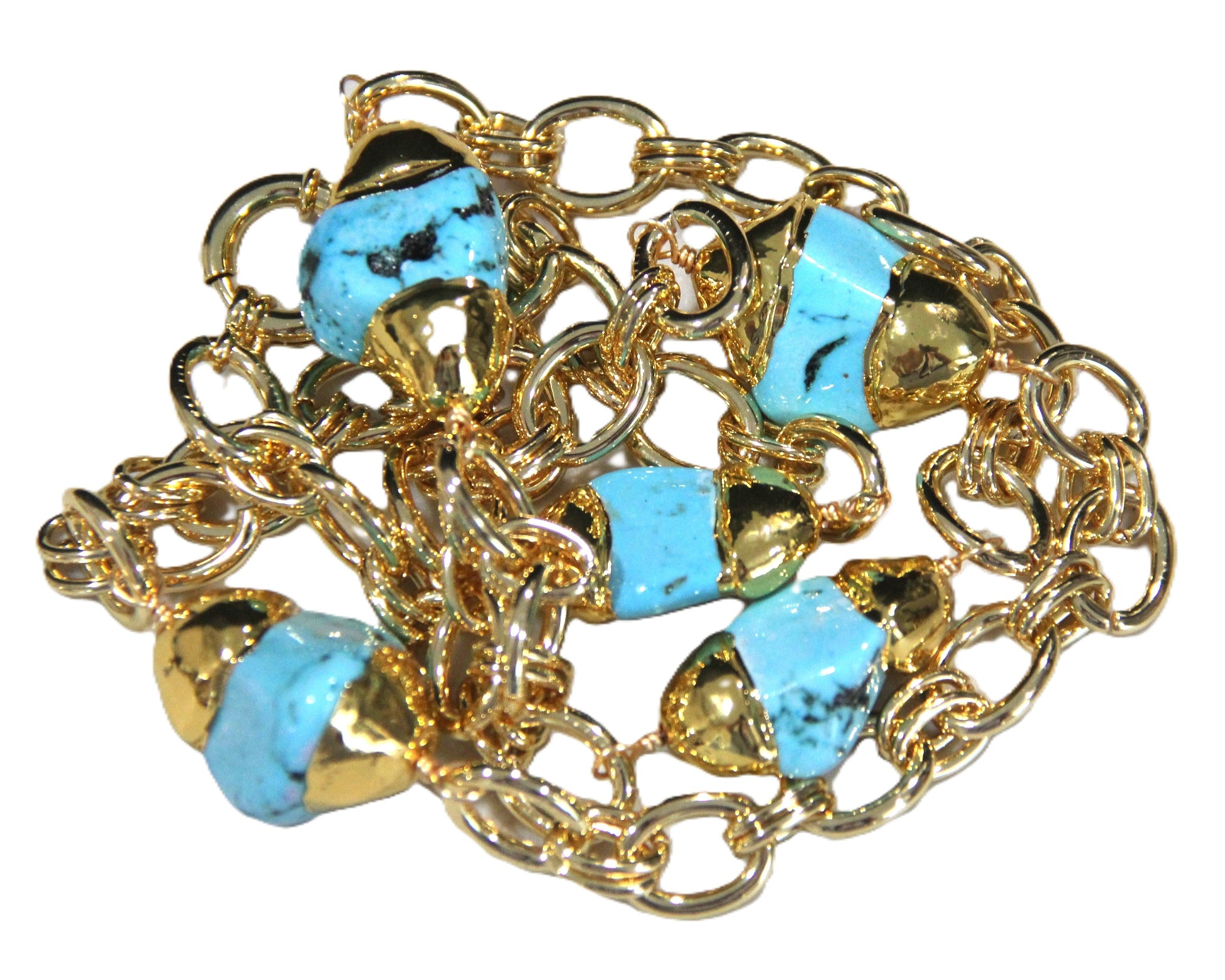 18kt gold plated chain with turquoise nuggets
