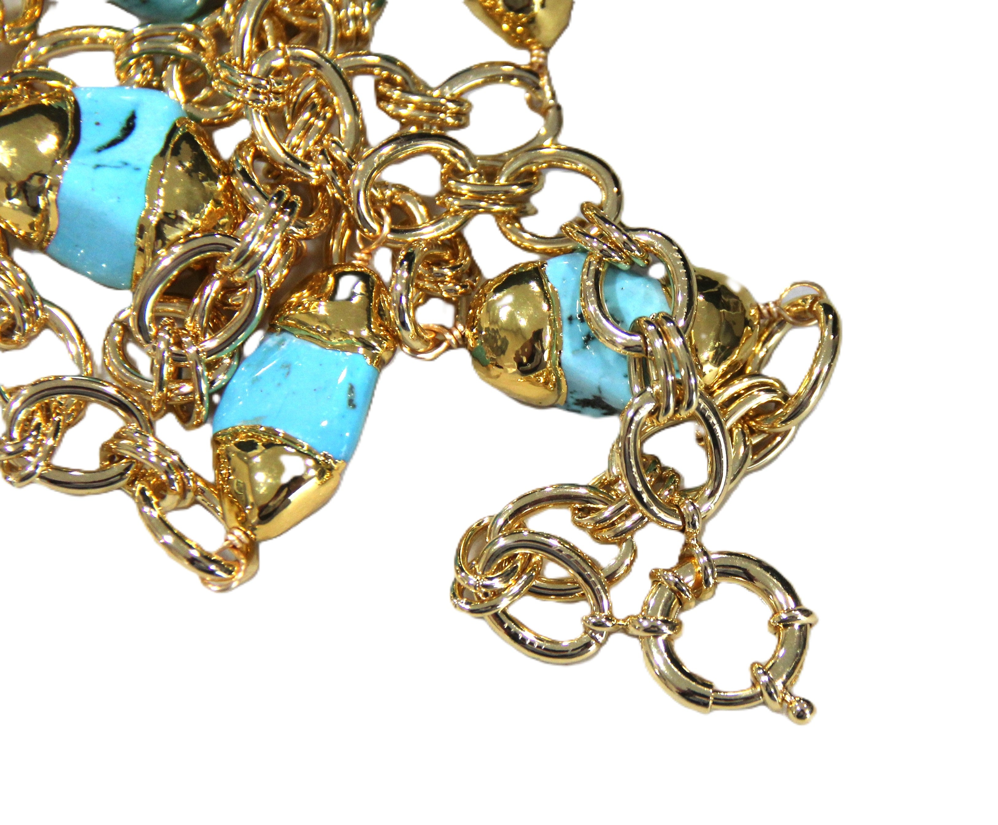 18kt gold plated chain with turquoise nuggets