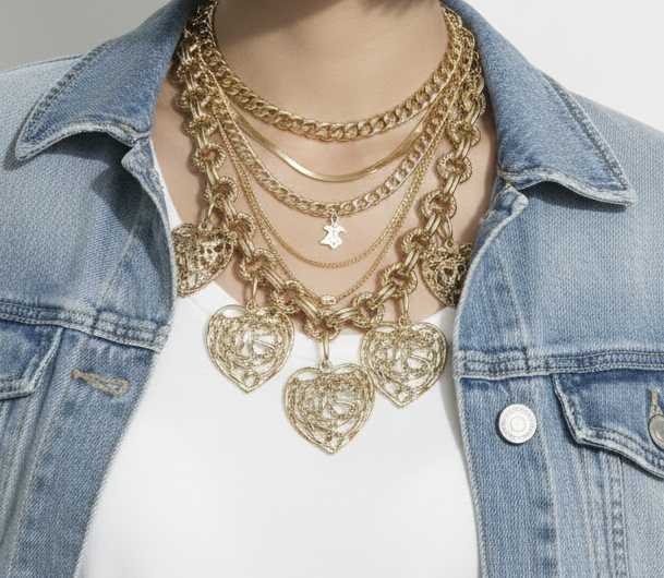 Graziano 80's heart charm vintage necklace