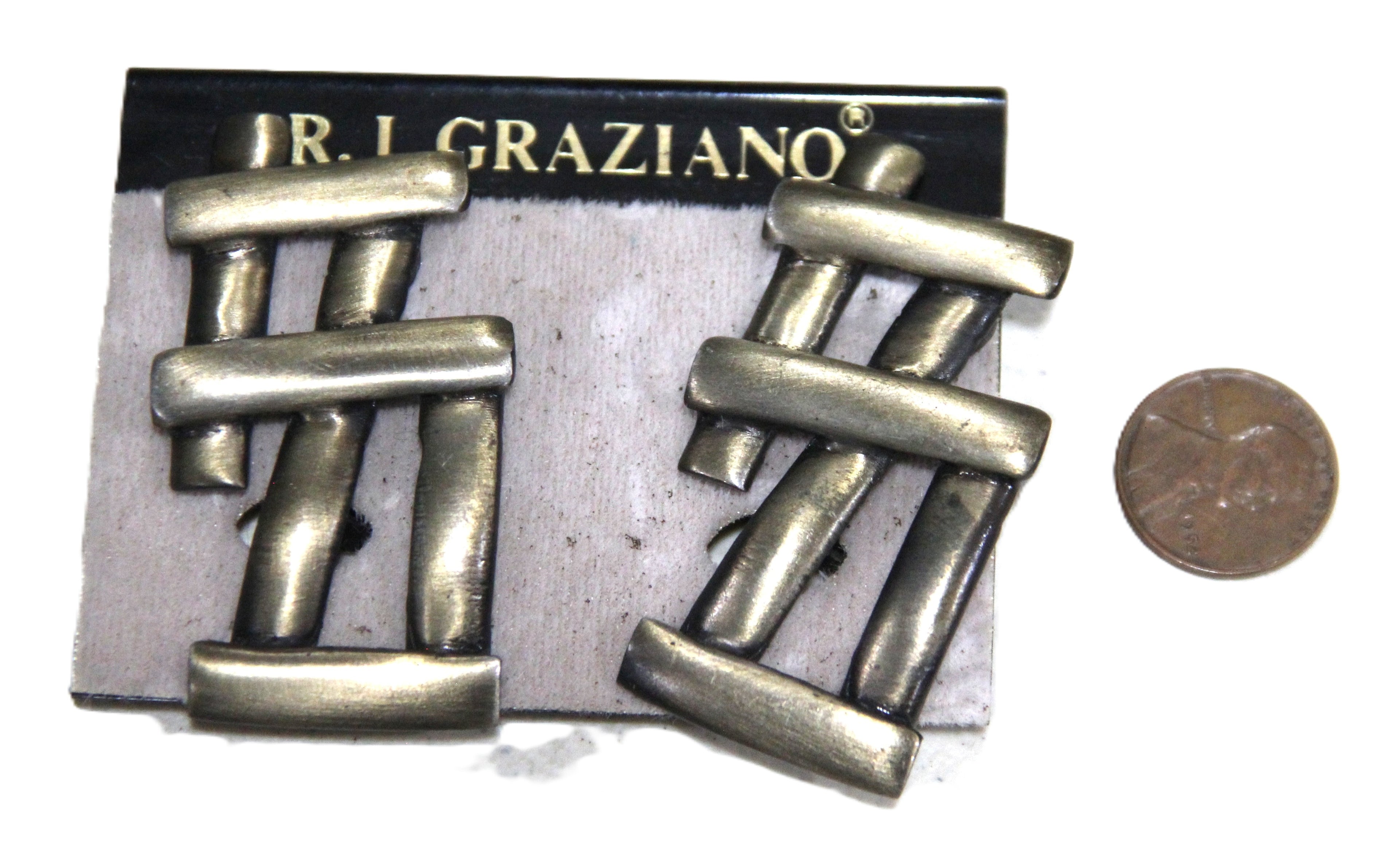 GRAZIANO DEAD STOCK SCULPTURAL BURNISHED BRASS EARRINGS