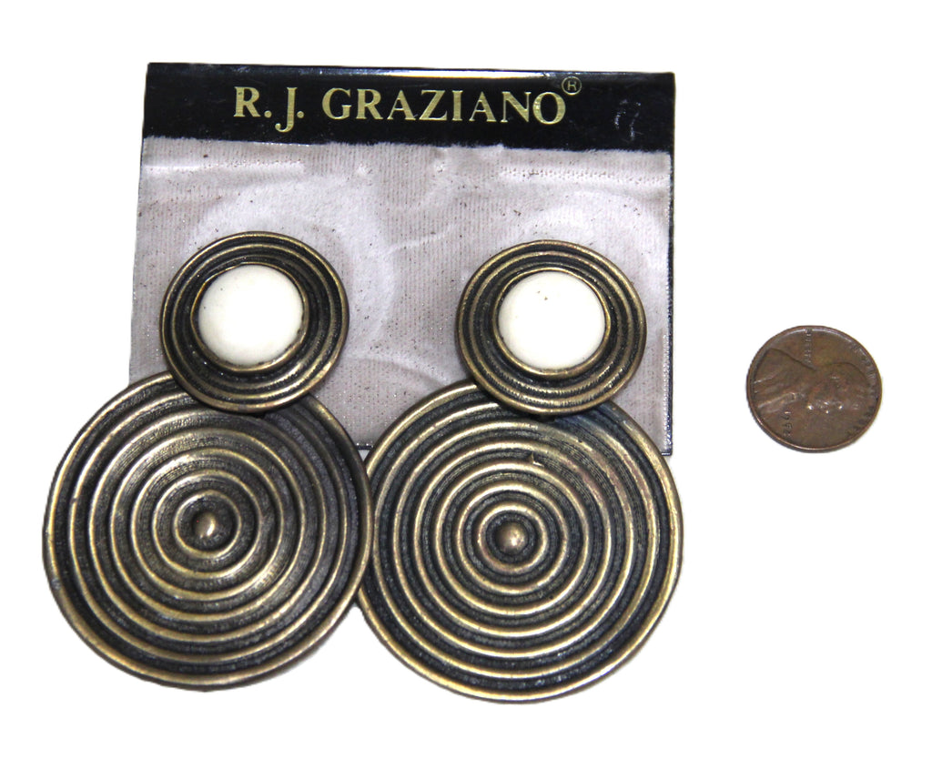 GRAZIANO DEAD STOCK 80'S SCULPTURAL TRIBAL STATEMENT EARRINGS