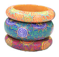 GRAZIANO DEAD STOCK HAND PAINTED ABORIGINAL ART BANGLE BRACELET STACK